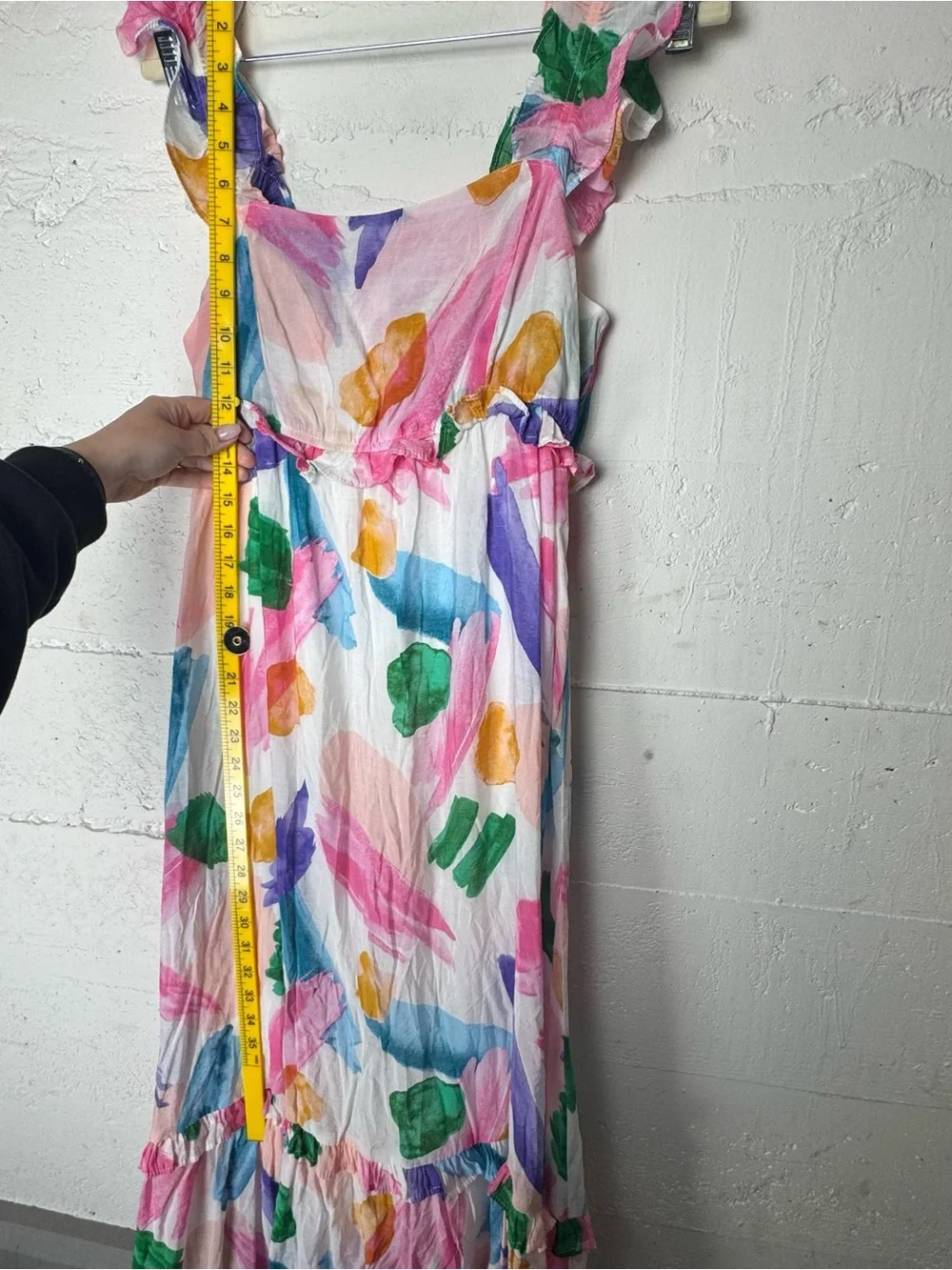 Blu Pepper‎ Pastel Watercolor Ruffle Strap Brush Stroke Ruffle Midi Sundress M